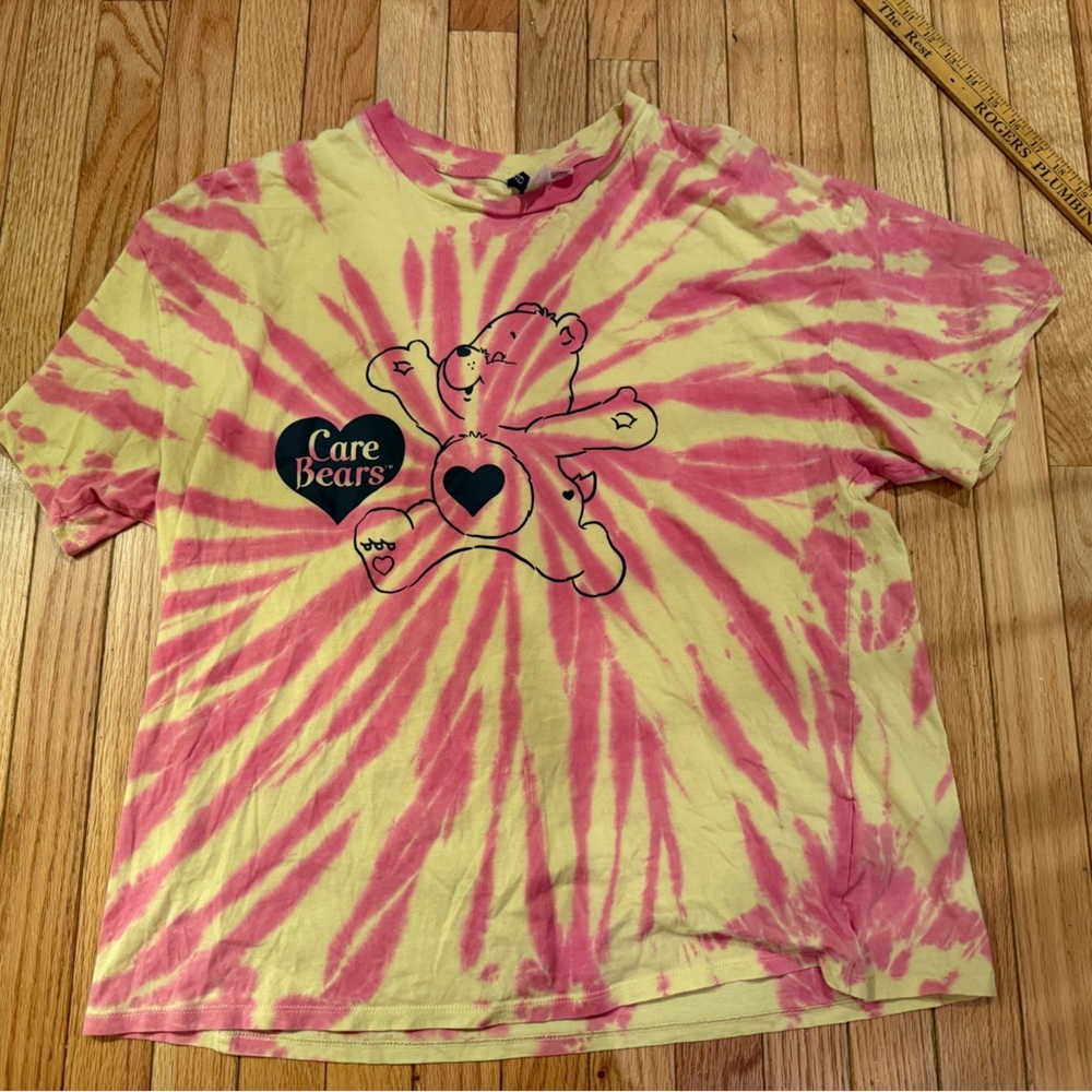 Divided Kids Tie-Dye Care Bears Tee - Pink and Yellow kidcore teachercore
